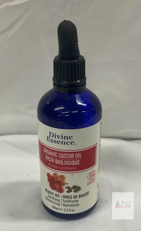 NEW Divine Essence Organic Castor Oil, COSMOS Organic Beauty Oil 3.3 fl oz (100 ml), Dropper Bottle