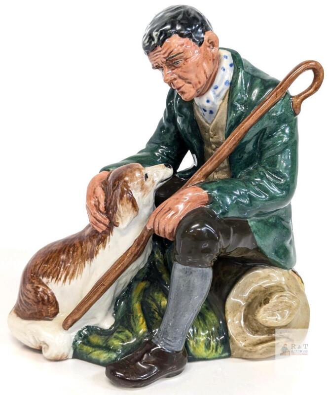 Royal Doulton "The Master" HN2325 Porcelain Figurine, 1966, England, Shepherd & Dog, 8.5"