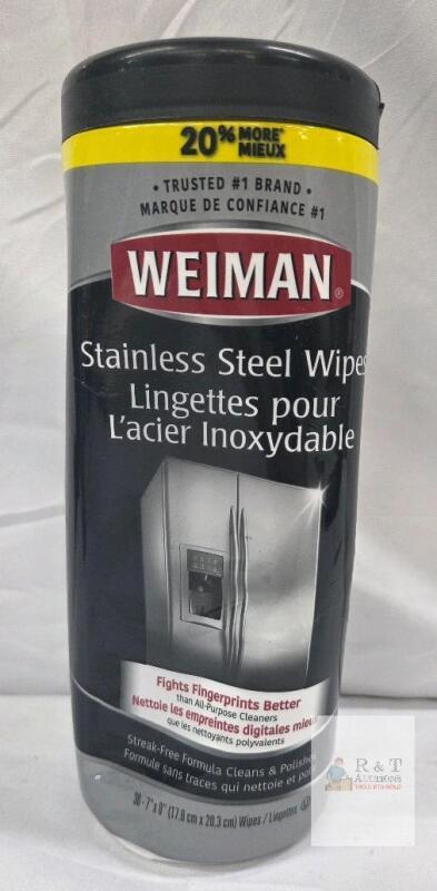 NEW Weiman Stainless Steel Wipes, 30 Count, 7"x8" Sheets, Streak-Free Cleaning for Appliances
