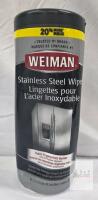NEW Weiman Stainless Steel Wipes, 30 Count, 7"x8" Sheets, Streak-Free Cleaning for Appliances