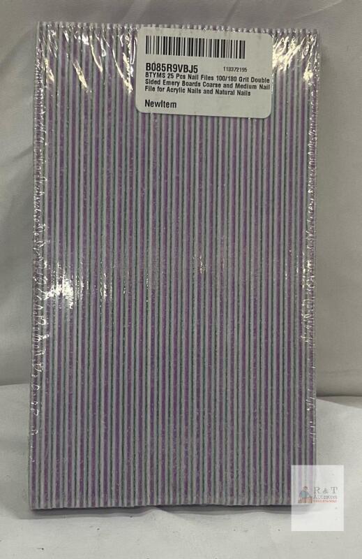 NEW 25 Pc Nail Files, 100/180 Grit, Double-Sided Emery Boards for Acrylic & Natural Nails