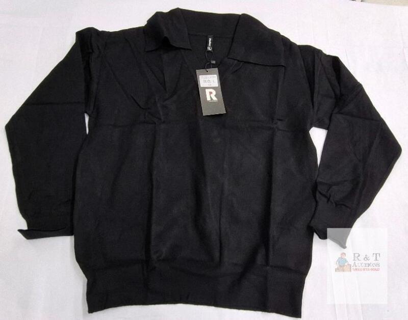 NEW PrinStory 6030 Black Knit Pullover Sweater, Size L, Long Sleeve, New with Tags