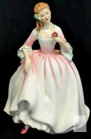 Royal Doulton HN3303 "Tender Moment" 1990 Peggy Davies Hand-Painted Bone China Figurine England-Slight smokey odor. Chips on rose