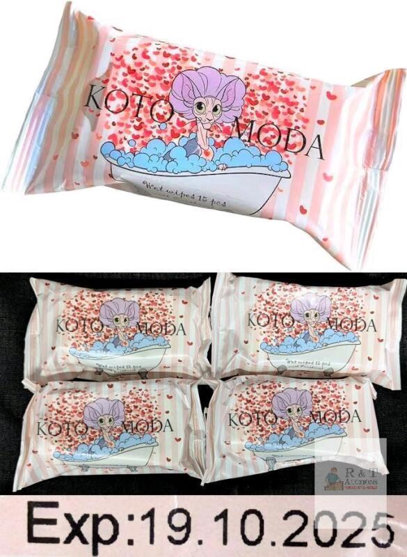 NEW Koto Moda Wet Wipes with Panthenol, 4 Packs, 15 Wipes Each, Exp 10/2025, EU Made,