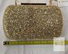 NEW PEEPTOE EVENING Gold Glitter Box Clutch, 8" x 4", Removable Chain Strap, Metal Push-Lock Clasp - 3