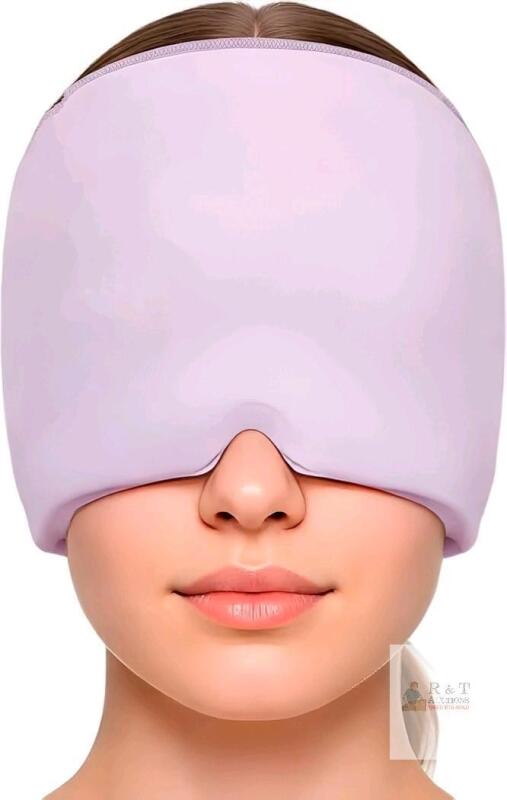 NEW Melloria Migraine Relief Cap, Reusable Hot & Cold Gel Mask, Lavender, New, X0040N2N3H