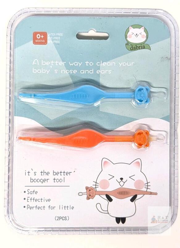 NEW Dabria 3-in-1 Baby Nasal & Ear Cleaning Tool, 2-Pack, BPA-Free, For 0+ Months, Blue & Orange