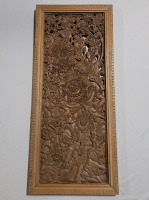 Vintage India Wooden Hand Carved Wall Panel Scenery