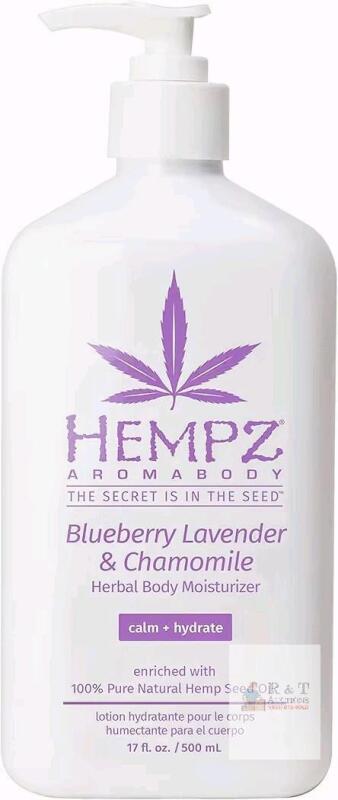 New HEMPZ Aromabody Blueberry Lavender Chamomile Herbal Body Moisturizer, Calm + Hydrate