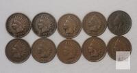 1900 - 1905 USA Indian Head One Cent Pennies . 1900 , 1901 &times;2 , 1902 &times;2 , 1903 &times;3 1904 & 1905 . Ten (10) Coins