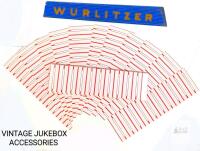 Wurlitzer Jukebox Nameplate Blue/Yellow Glass Sign 19.6" with Vintage Title Card Sheets