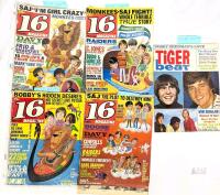 Lot of Vintage 16 Magazine and Tiger Beat, 1968-1970 Davy Jones, Monkees, Pop Stars