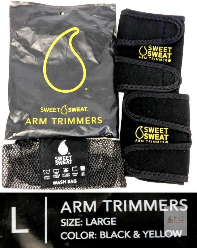 NEW Sweet Sweat Arm Trimmers Large Black & Yellow, Double Velcro, Neoprene, Wash Bag Included,