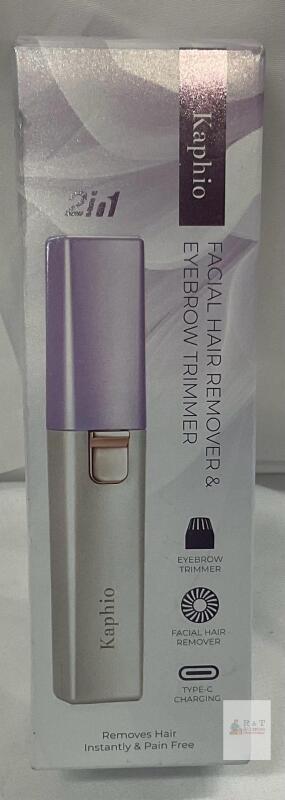 NEW 2-in-1 Facial Hair Remover & Eyebrow Trimmer, USB-C, 70min Runtime, Pink/White