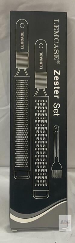 NEW Zester Grater Set, 2 Stainless Steel Sizes, Silicone Handle, 13" Black with Cleaning Brush