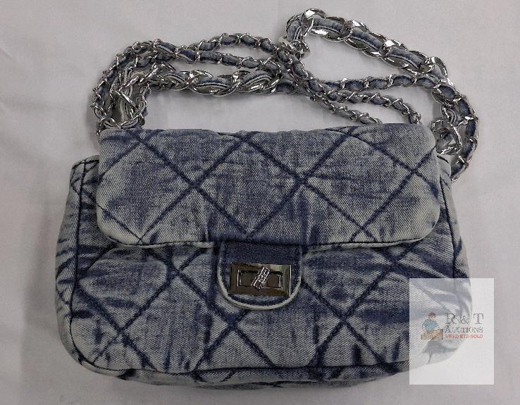 NEW Large Blue Denim Shoulder Bag