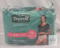 NEW Sealed Depend Fresh Protection Women&rsquo;s Underwear, Small, Maximum Absorbency, 19 Count