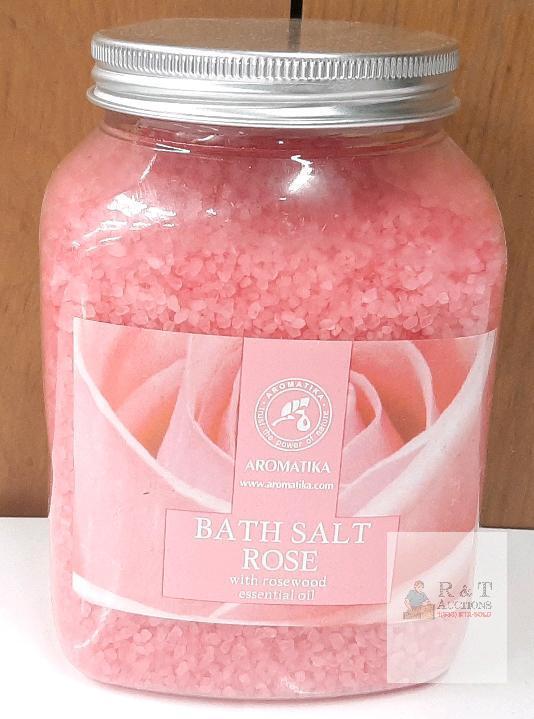 NEW Aromatika Bath Salt Rose 1300g Jar, Rosewood Essential Oil, Relaxation & Aromatherapy