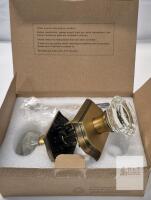NEW Gobrico Antique Brass Privacy Door Knob Set, Octagonal Glass Handle