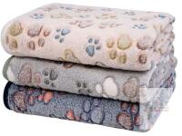3 New Dono Blankets Soft Fluffy Cute Bone Pattern Fleece Pet Blanket Warm Sleep Mat Cute Print Design Puppy Kitten Blanket Doggy Mat Paw Print for Animals (Nude/Gray/Blue, M(30 * 20"))