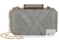New Women Peeptoe Evening Bag Clutch Purse Handbags Crossbody Hardcase for Party Prom Weddings Silver