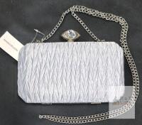 New Women Peeptoe Satin Evening Bag Clutch Purse Handbags Crossbody Hardcase for Party Prom Weddings Silver/Blue