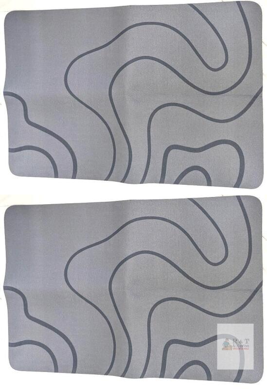 Set of 2 Extra Large 35.5"x15.75" Gray Contour Pattern Desk Mats, Smooth Fabric, Non-Slip Base