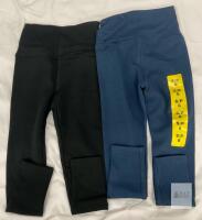 2 NEW Tuff Athletics Kids Leggings, Size 6 S/P, Black and Blue