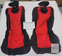 Universal Fit Red and Black Car Seat Covers, Front Seats, Headrest Covers, Sporty Design
