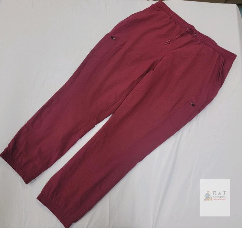 NEW Merrell Men's Large Outdoor Pants, Burgundy, Elastic Waist & Cuffs, Polyester/Elastane