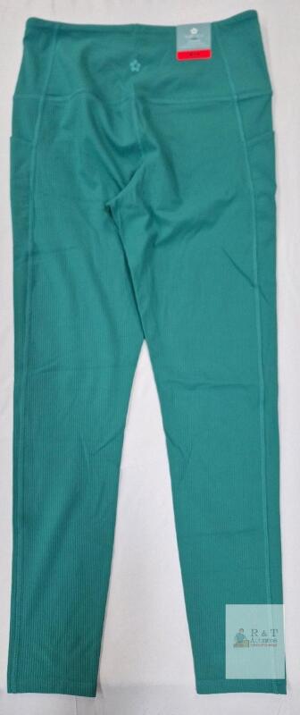 NEW Tuff Veda Ribbed High Rise Yoga Leggings, Teal, Medium, Side Pockets, Model 7261001