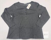 NEW OMSJ 2XL Women&rsquo;s Henley Shirt Long Sleeve Dark Heather Gray New with Tags