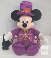 Disney Store Mickey Mouse Halloween Plush 11" Spider Web Top Hat CA129896 Purple Costume