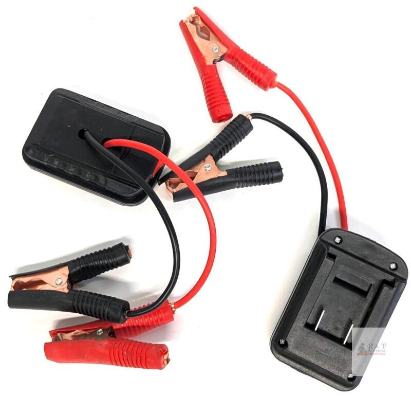 Power Tool Battery Adapter Jump Starter Clamp, Fits 18V/20V Battery, Copper Clamps, On/Off Switch