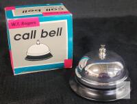 W.T. Rogers Call Bell Model 04327, Chrome Steel Desk Bell with Original Box, 3.38" Diameter