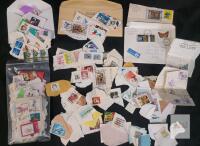 Large Lot Mixed World Kiloware: Poland, USA, Canada, 120+ Used Stamps On Paper Variety