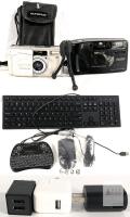 Olympus Infinity Zoom 80 & Vivitar VP4500 Film Cameras, Dell KB216t Keyboard, 3 USB Adapters Bundle