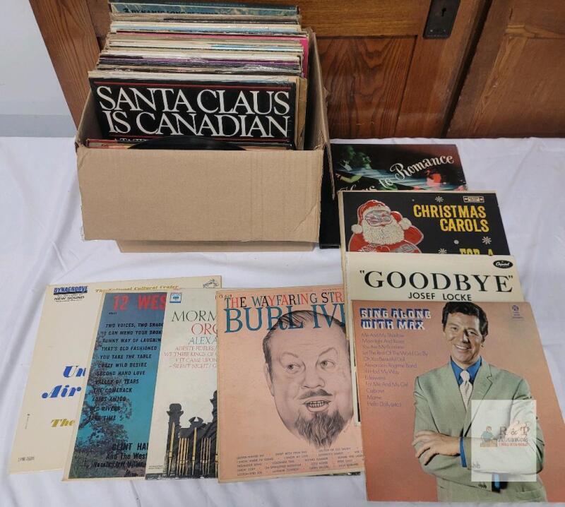 Box Lot of 30+ Vintage LP Records &ndash; Christmas, Vocal, Folk, Burl Ives, Josef Locke, 1950s-1970s