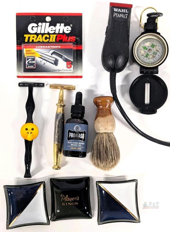 MIXED SHAVING LOT MODERN AND Vintage Italian Double Edge Safety Razor, Gold & Silver Tone, Made in Italy