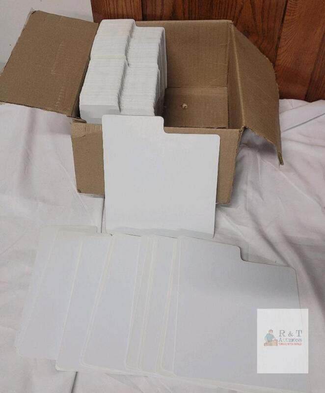 Box of EST. 200 Plastic Tabbed Index Divider Cards, 8"x7" and 6"x5", White, Right-Offset Tabs