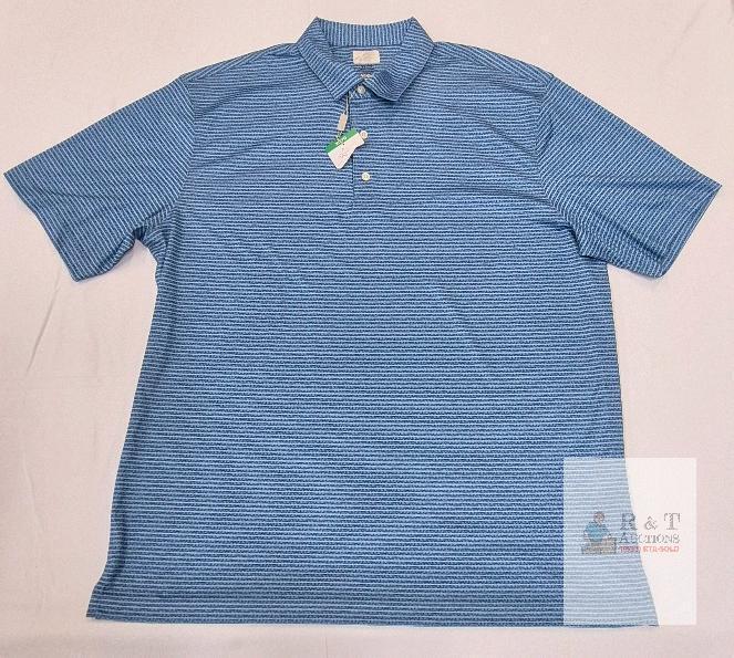 new Greg Norman ML75 PLAY DRY XL Blue Stripe Golf Polo Shirt Performance Moisture-Wicking Jordan