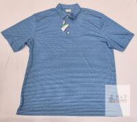 new Greg Norman ML75 PLAY DRY XL Blue Stripe Golf Polo Shirt Performance Moisture-Wicking Jordan