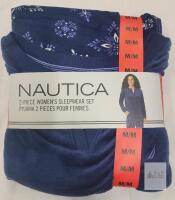 NEW Nautica Women's 2-Piece Fleece Sleepwear Set, Medium, Navy Snowflake Pattern, RN 93677 UPC 194936240011
