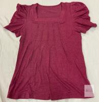 NEW KISSMODA Grape Puff Sleeve Square Neck Women's Blouse, Size Medium, 60/35/5 Poly/Cotton/Spandex