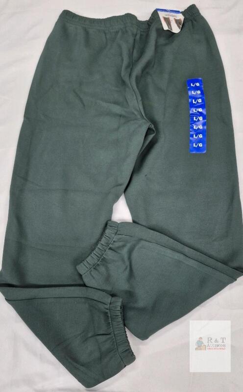 NEW Lazypants L/G Dark Green Sweatpants, Relaxed Fit, Elastic Waist, 29.5" Inseam, Cuffed Ankles
