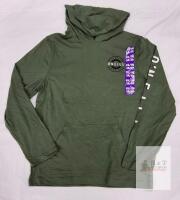 NEW O'Neill Youth XXL (18/20) Olive Green Pullover Hoodie with Logo Chest & Sleeve Print, Kangaroo Pocket