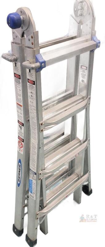 QUALITY Werner MT-17CA Multi-Position Aluminum Ladder, 17 ft Height, 300 lb Capacity, Type IA, Barcode 051751078213