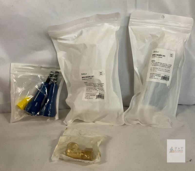 FaSoLa Magnetic 3-Hook Hangers (2 Packs), Drill Wire Twisters, Brass Elbow Fitting, Mixed Lot, NIP