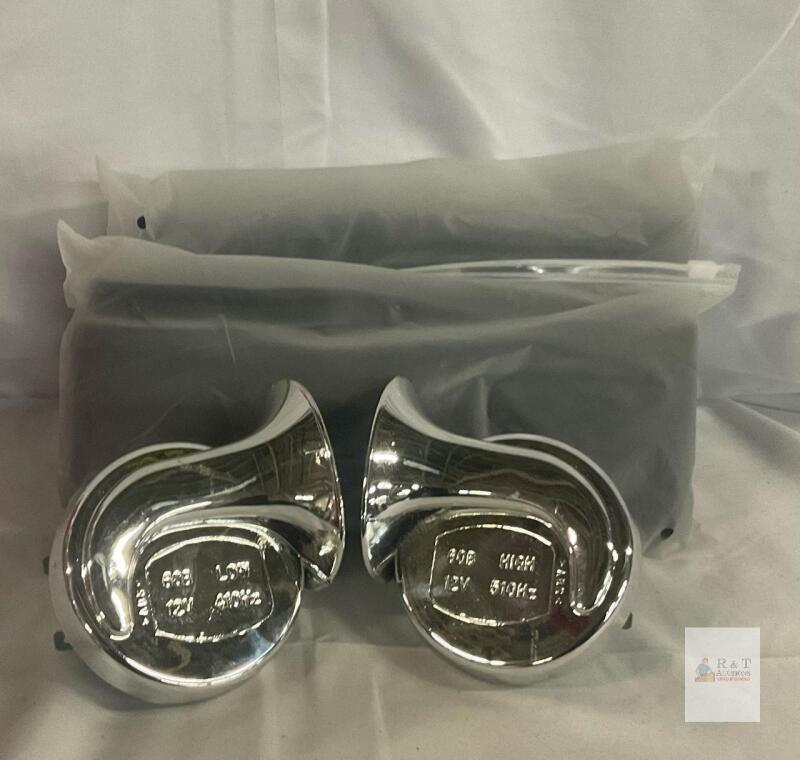 NEW 12V Dual-Tone Chrome Horn Set, 410Hz/510Hz, 60dB, Universal Fit