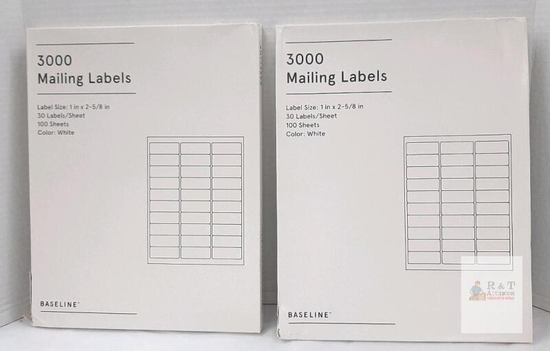 Baseline 3000 Mailing Labels, 1" x 2-5/8", 100 Sheets, White, Model BL58260, Laser/Inkjet Compatible